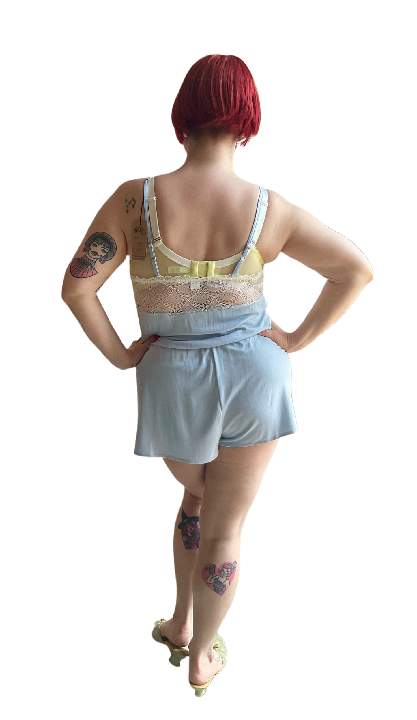 Venice Tulip Teddy By Only Hearts in Black and Powder Blue - size L