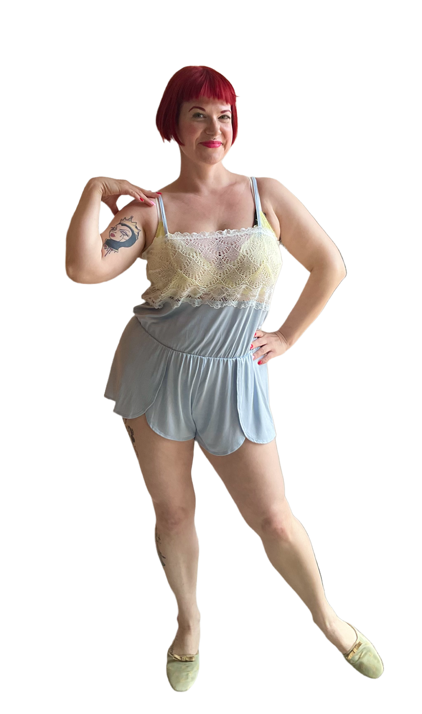Venice Tulip Teddy By Only Hearts in Black and Powder Blue - size L