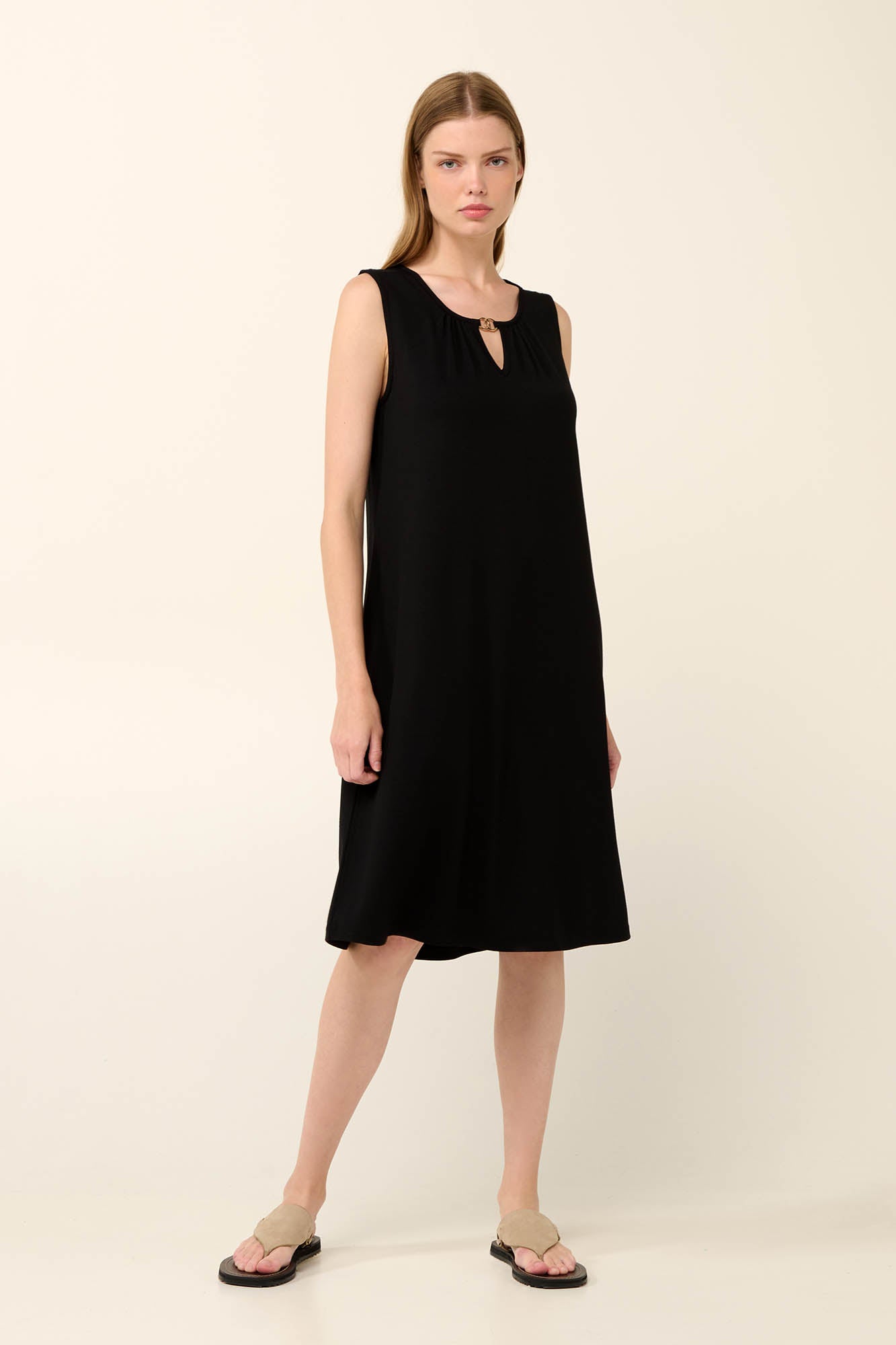 Sleeveless Black Jersey Summer Dress By Vamp - S-2XL(+)