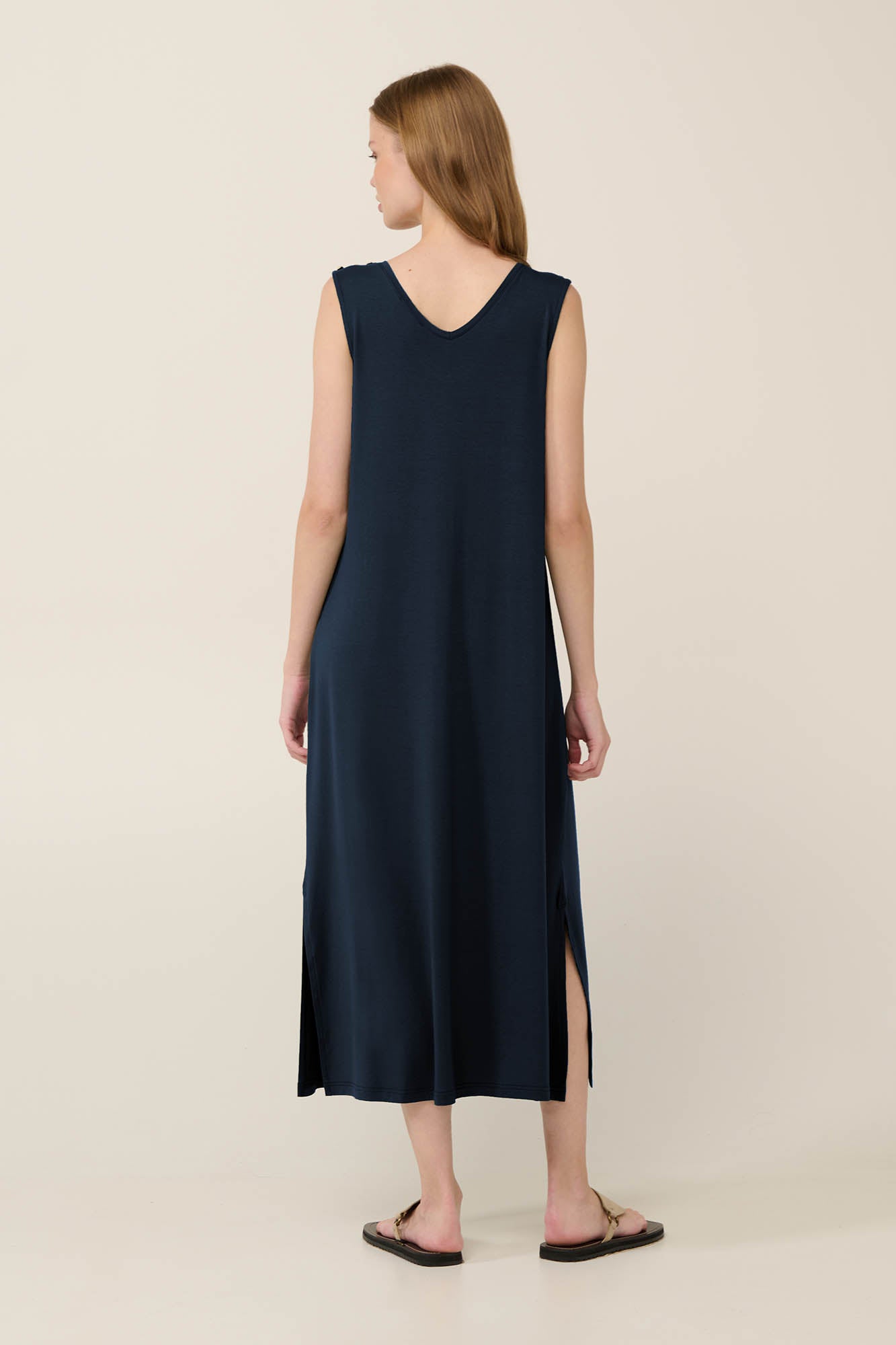 Sleeveless Jersey Summer Dress in Black By Vamp - S-2XL(+)