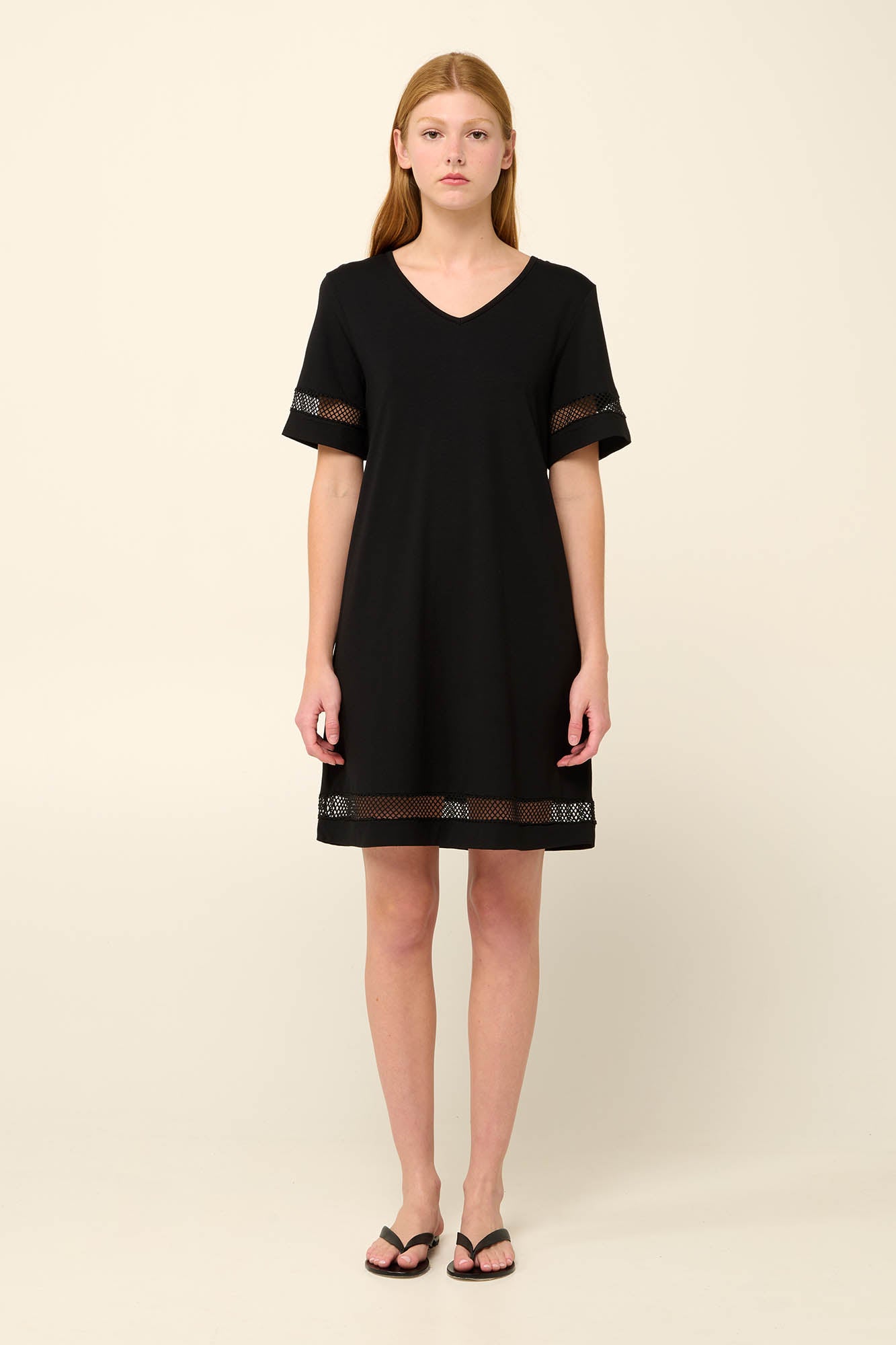 Summer Dress with V-neck and Net detail By Vamp - S-4XL