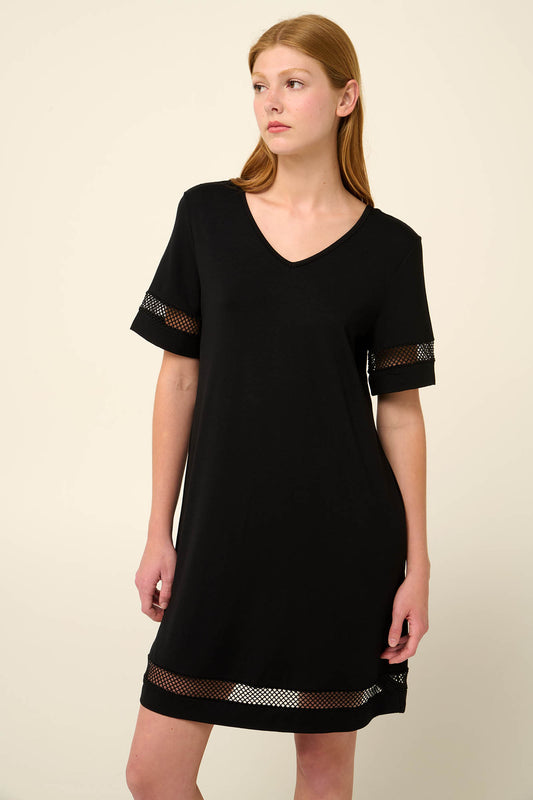 Summer Dress with V-neck and Net detail By Vamp - S-4XL