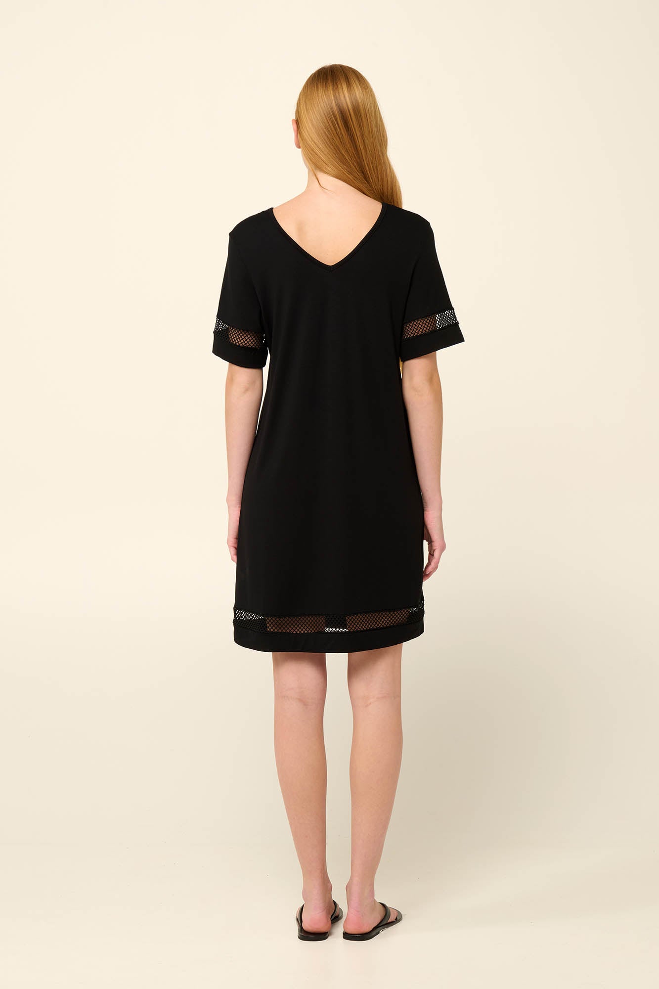 Summer Dress with V-neck and Net detail By Vamp - S-4XL