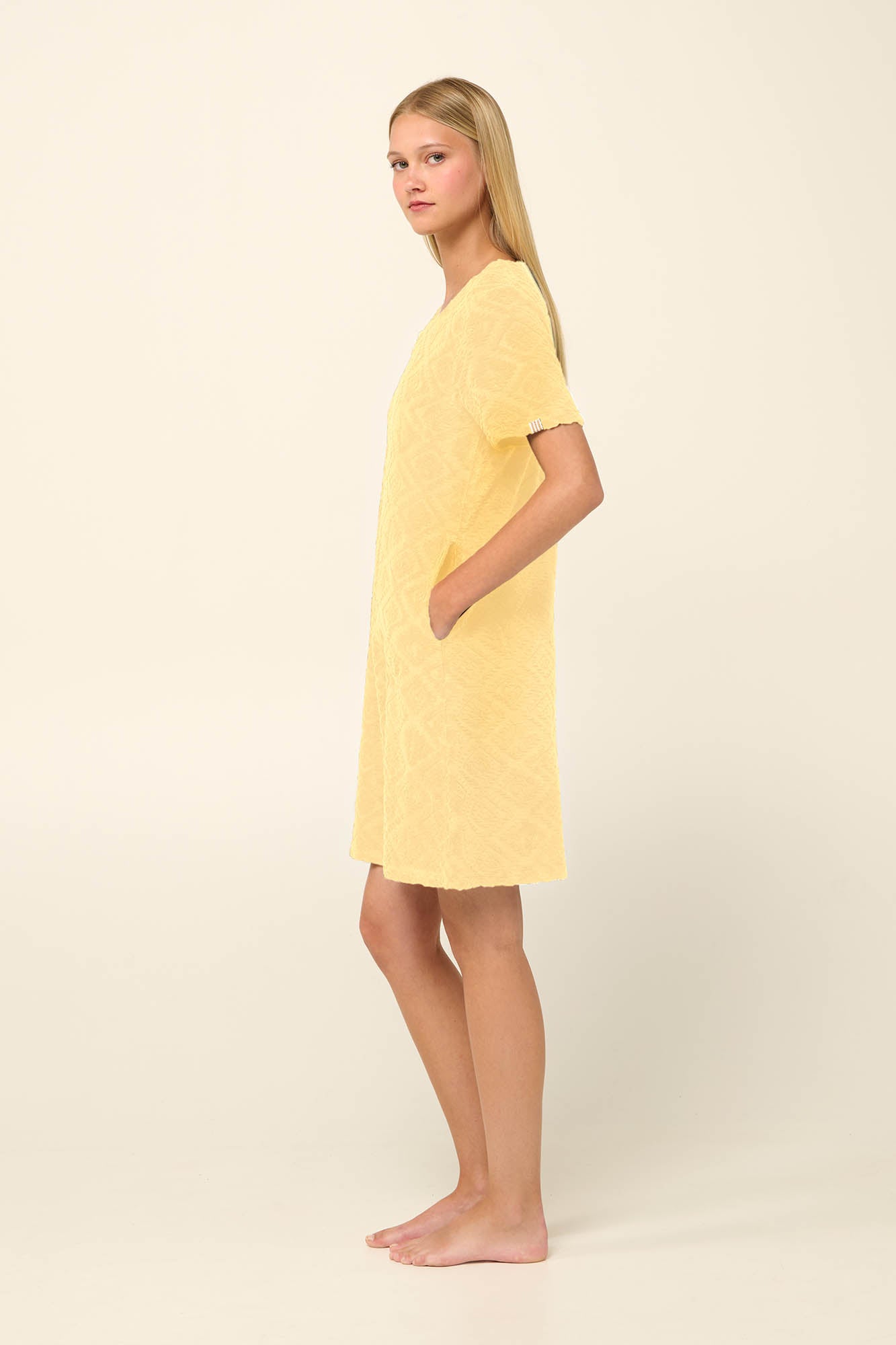 Frottee (Terrycloth) Zip Front Beach Dress in Banana By Vamp - S-4XL