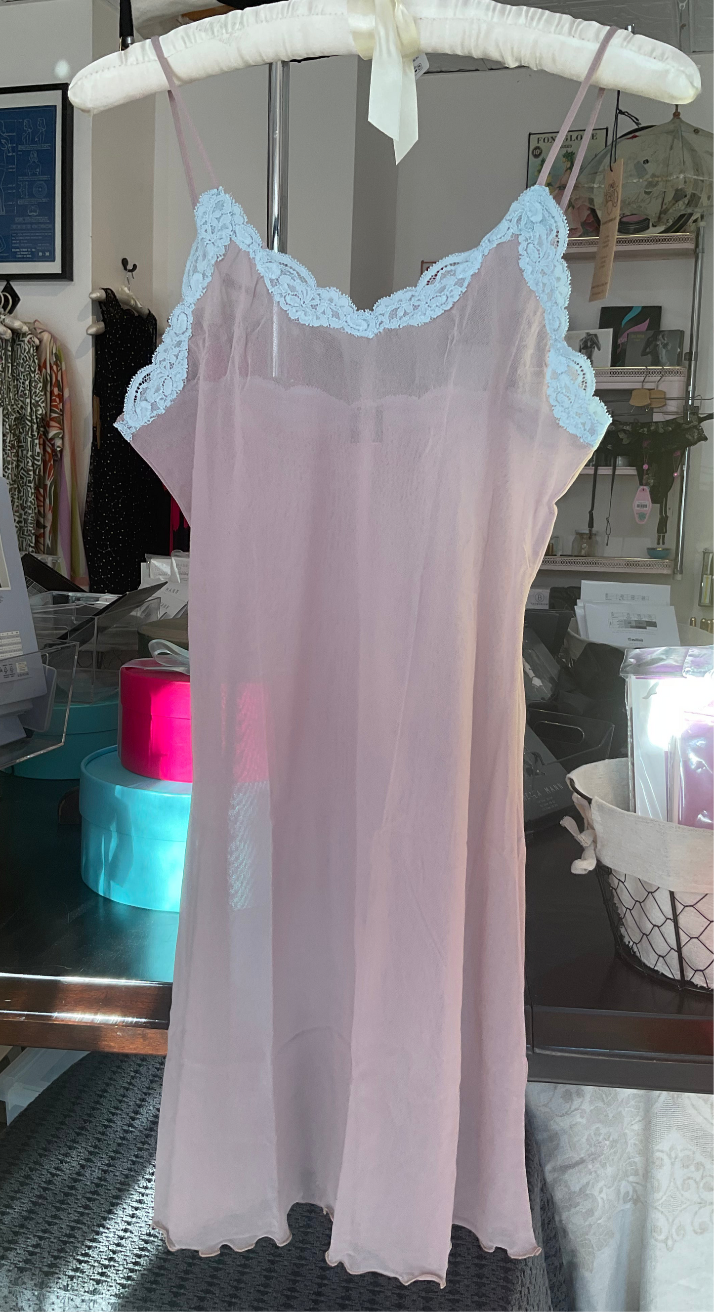 Tulle Chemise in Mystic w/ Crystal Blue Lace By Only Hearts - XS-XL++