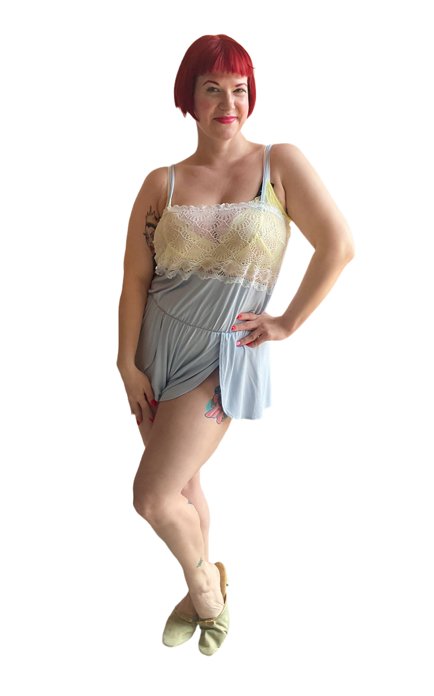 Venice Tulip Teddy By Only Hearts in Black and Powder Blue - size L
