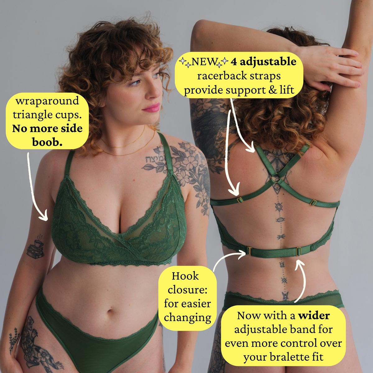 Lacey Racerback Bralette in Forest By Uye Surana - Easy fit sizes L-3X