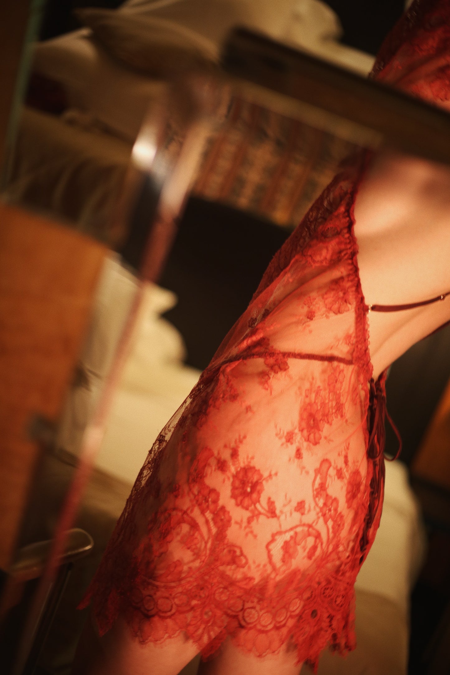 Florentine Fine French Lace Chemise & Brief Set in Raspberry By Shell Belle Couture - S-XL