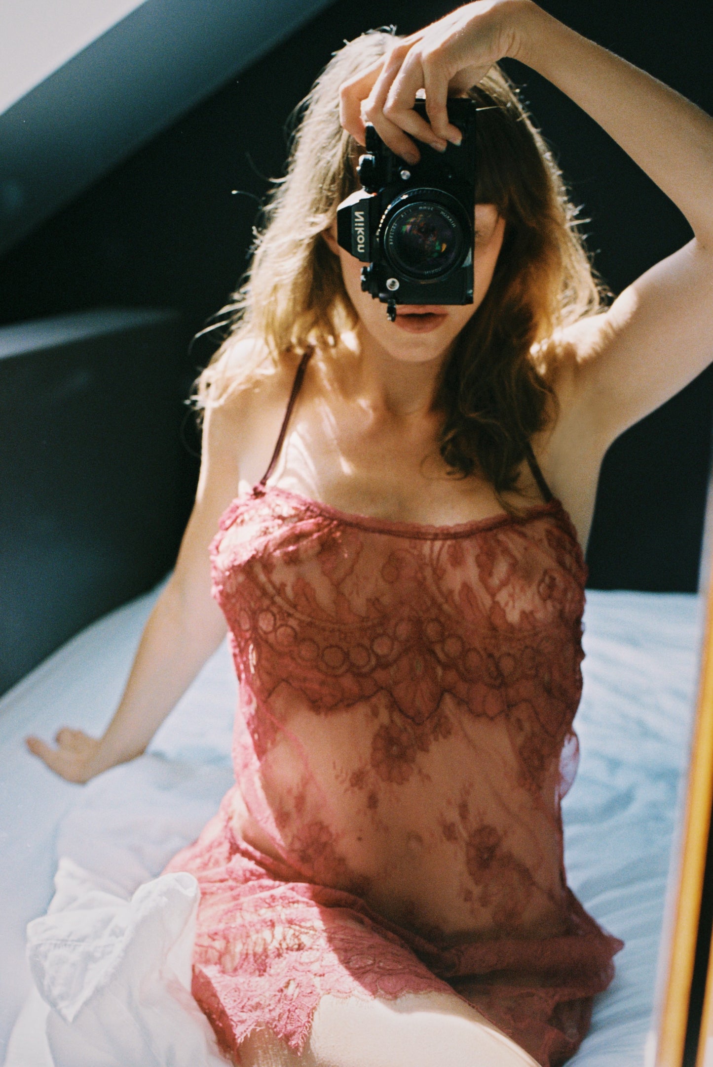 Florentine Fine French Lace Chemise & Brief Set in Raspberry By Shell Belle Couture - S-XL
