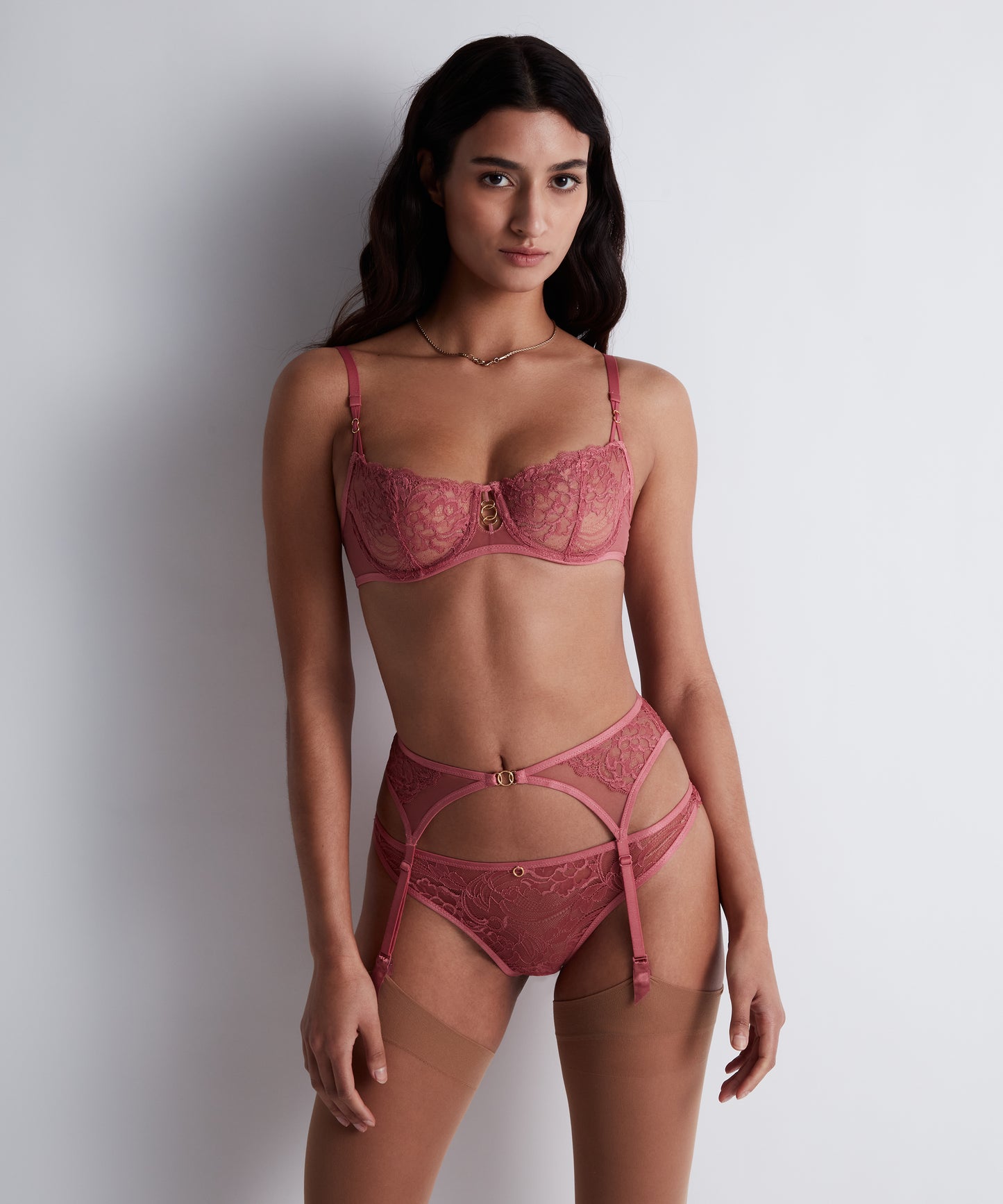 Feeling Myself Suspender Belt in Rosewood By Aubade - XS-L