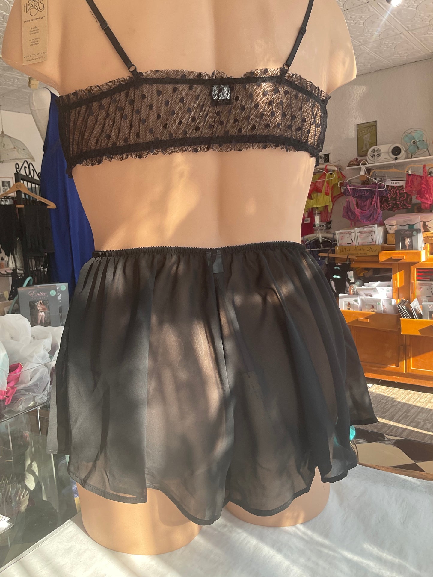 Coucou Lola Chiffon Tap Short By Only Hearts in Black - S