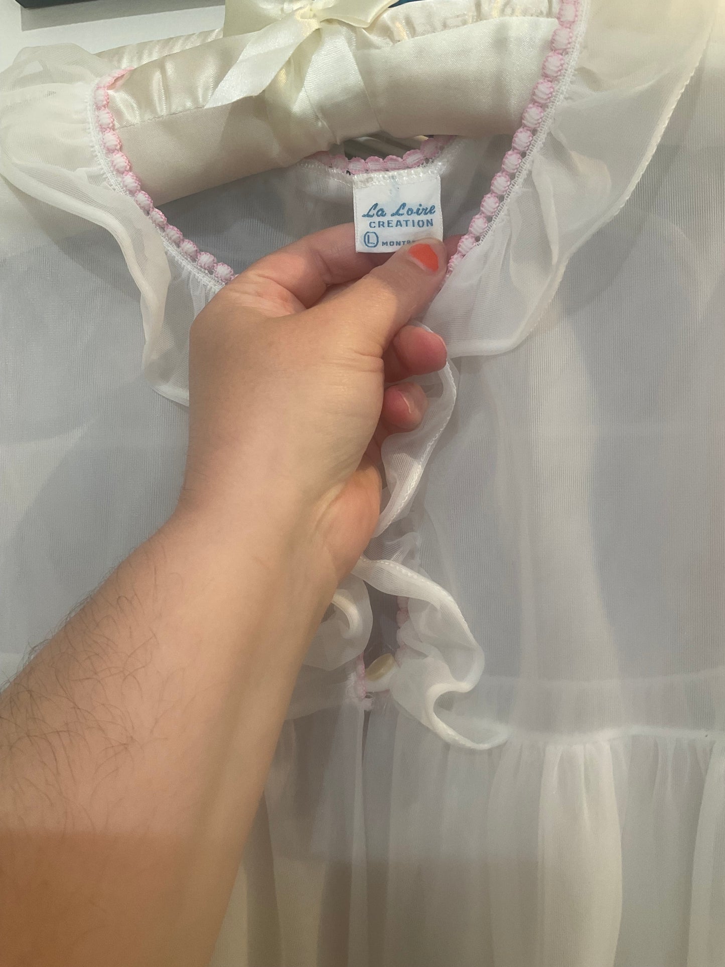 #162 White Peignoir Robe by La Loire- L+