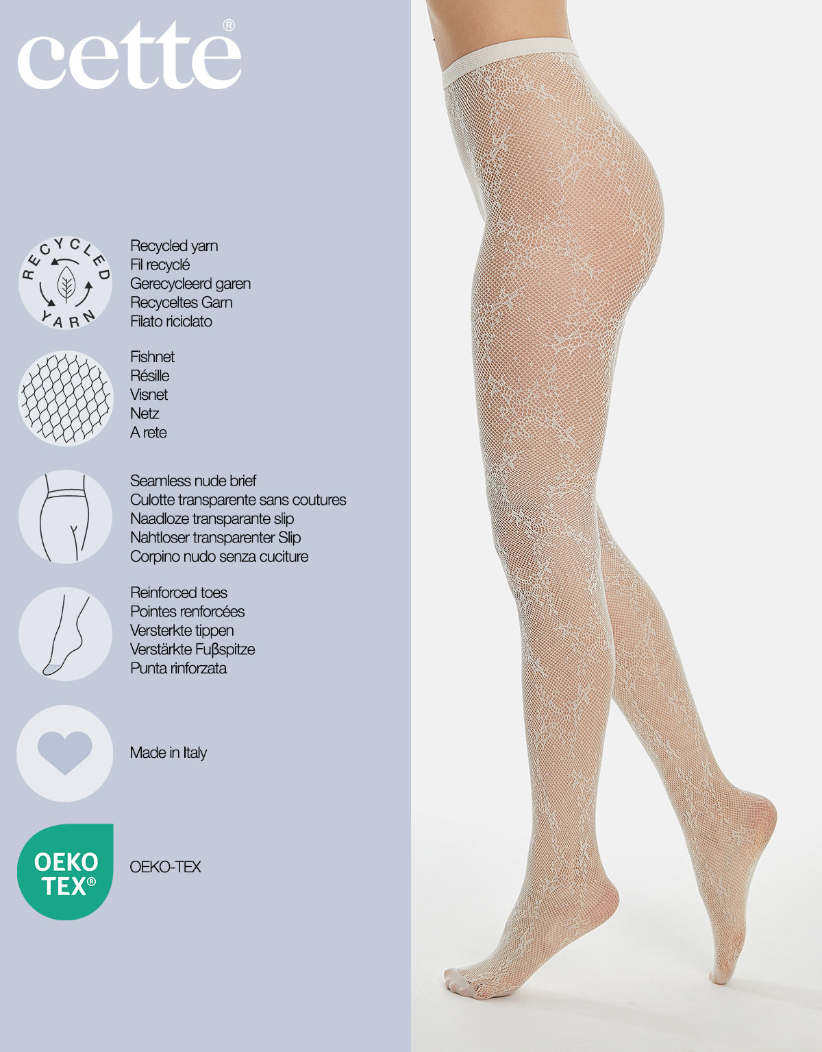 Floral Fishnet Tights in Off White - S-2X