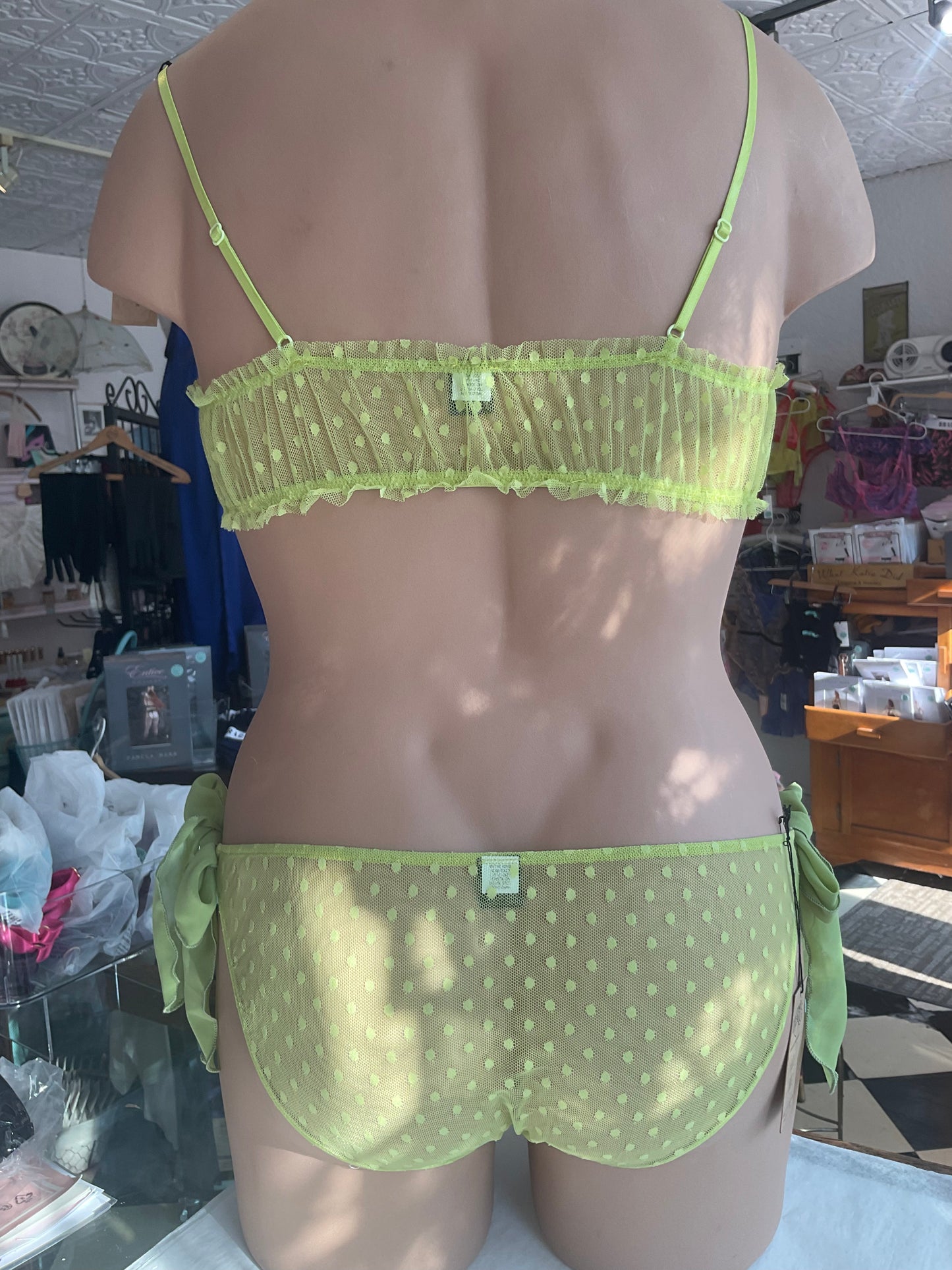 Coucou Lola Side Tie Bikini By Only Hearts in Black + Kiwi