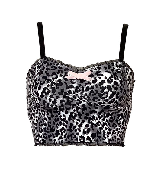 IV for Gigi : Lana Snow Leopard Print Bamboo Longline Bralette - S-2X