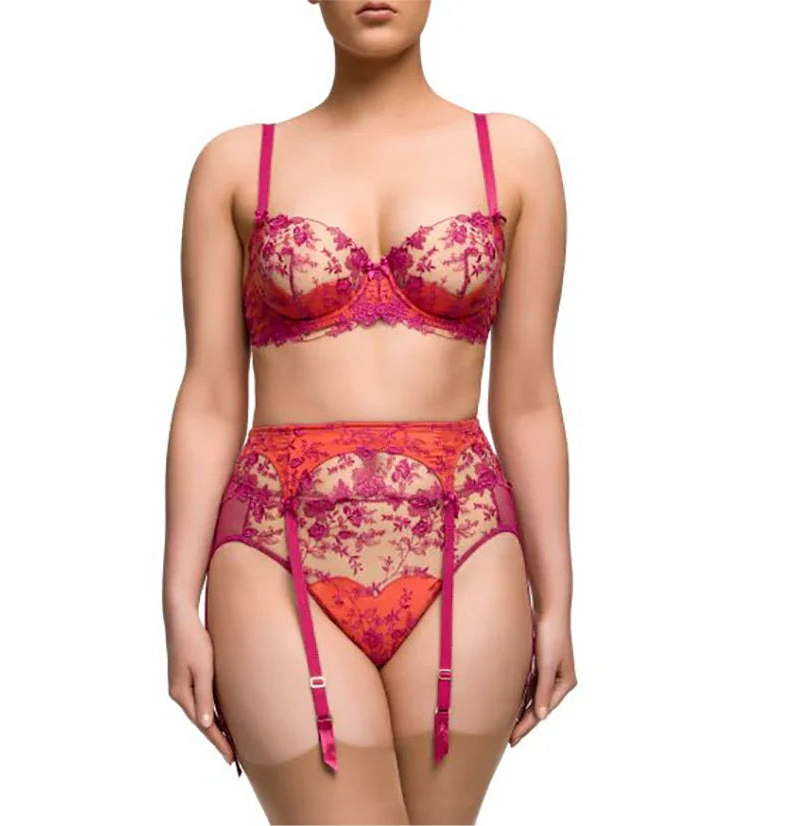 Victress Six Strap Suspender Belt in Rubine By Dita Von Teese Lingerie - XS-XL