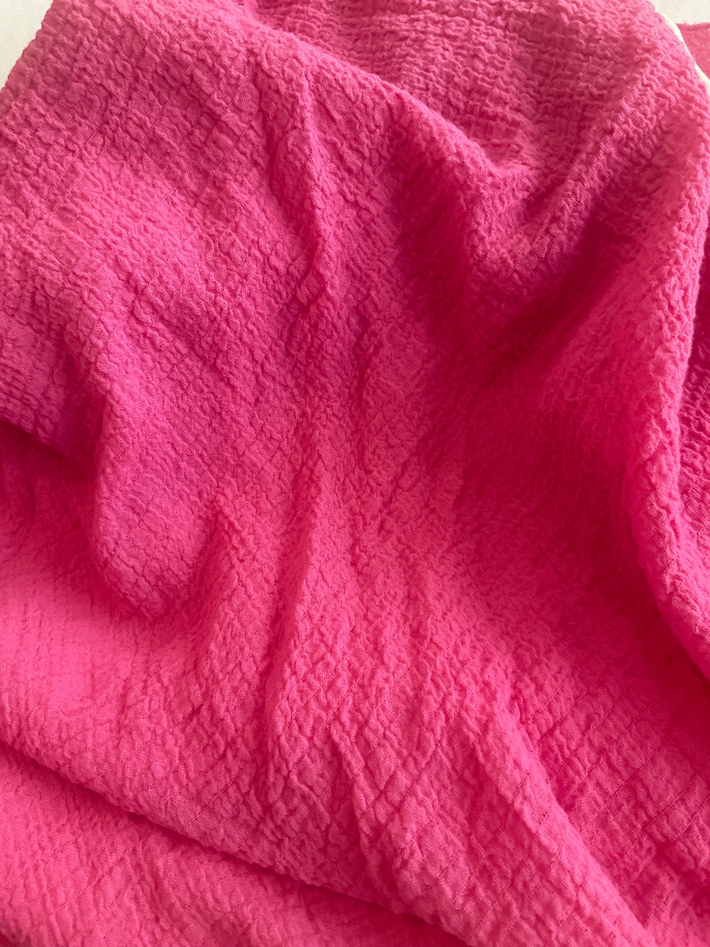 Crinkle Cotton Long Dress in Fuchsia, Turquoise & Denim By Eternelle - S-XL(++)