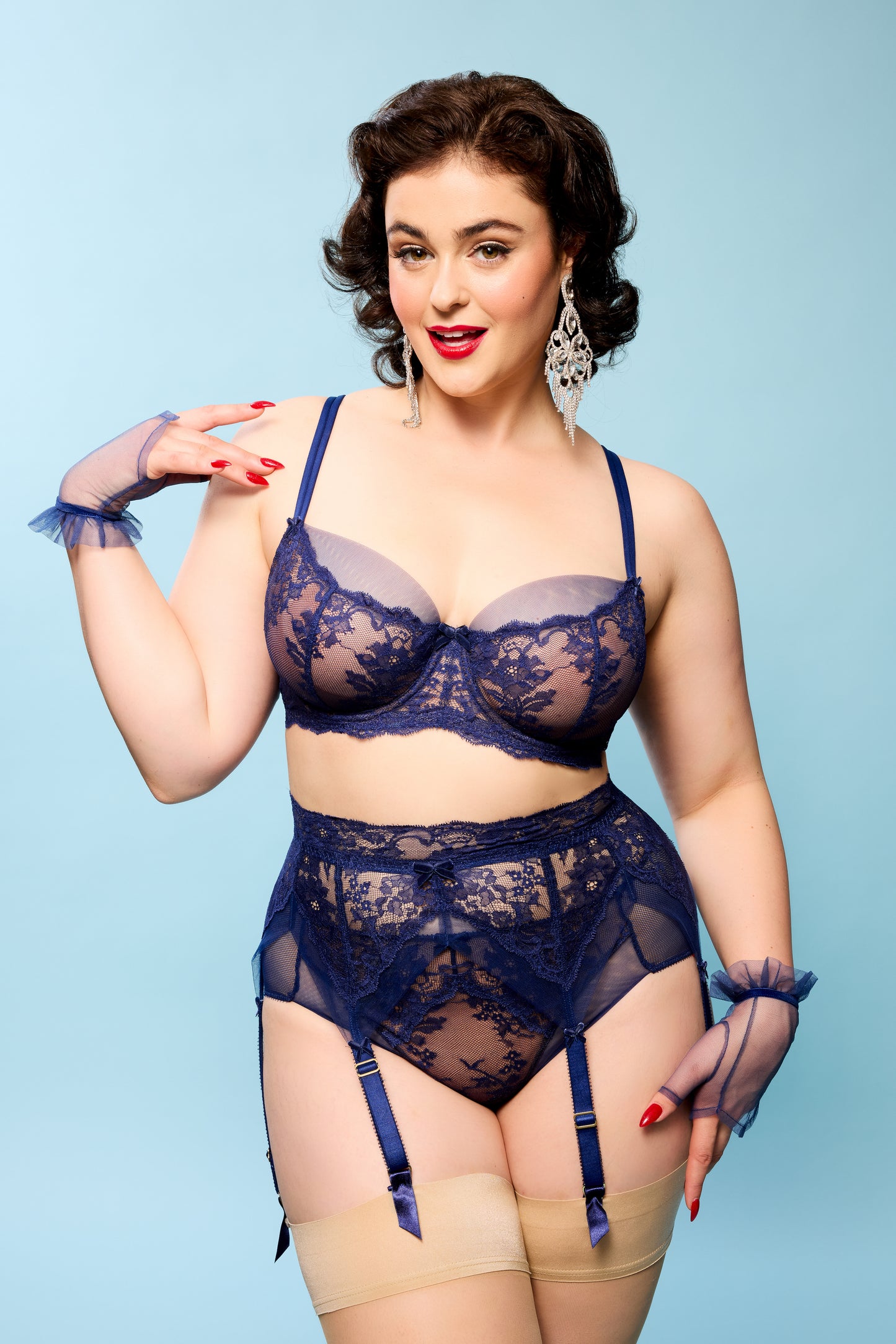 Yva Six Strap Suspender Belt in After Dark By Dita Von Teese Lingerie - XS - 4X