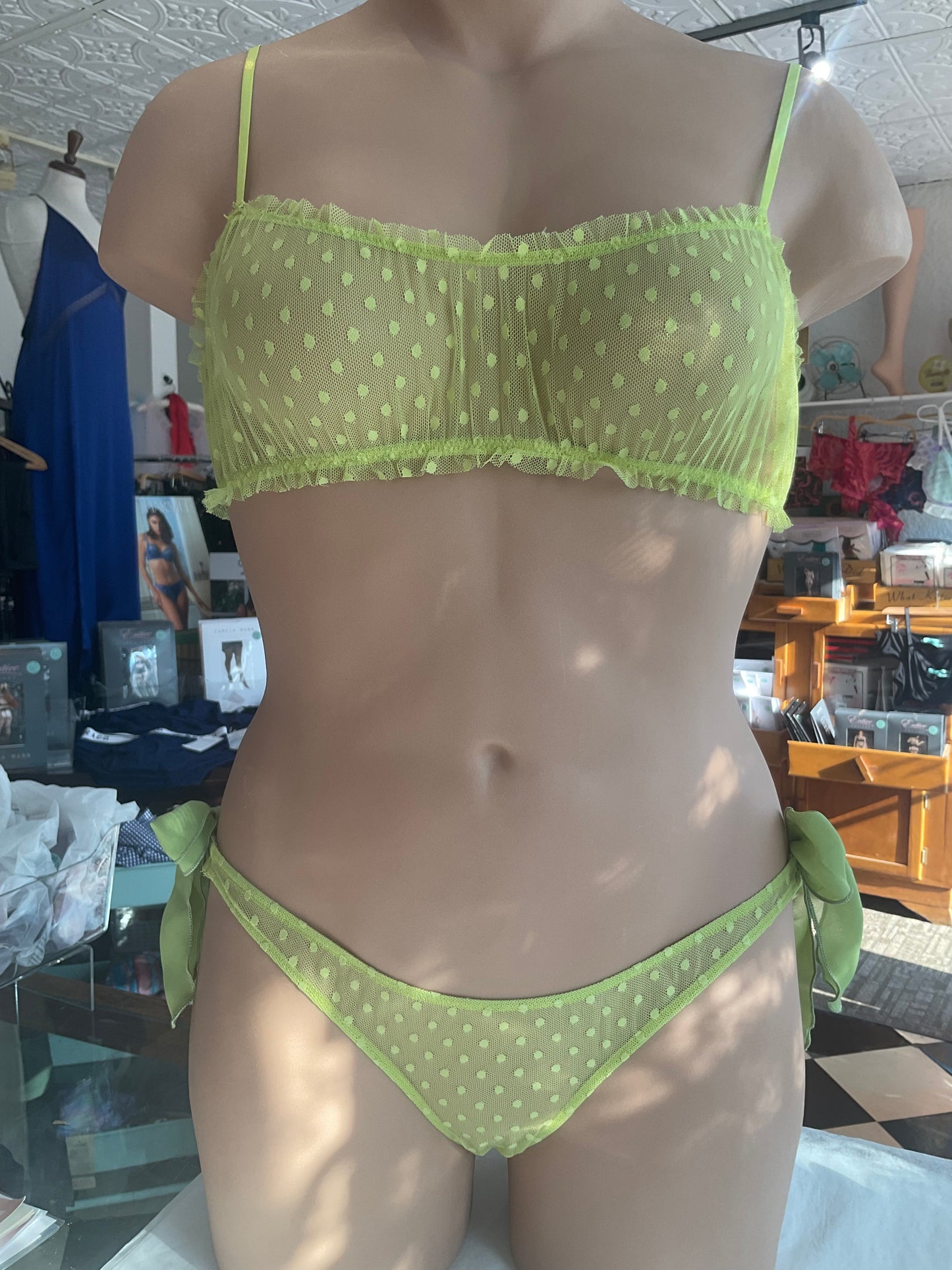 Coucou Lola Side Tie Bikini By Only Hearts in Black + Kiwi