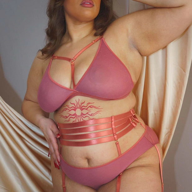 Hearts Of Venus Copper Rose Strappy Bralette By Uye Surana - XS-5X