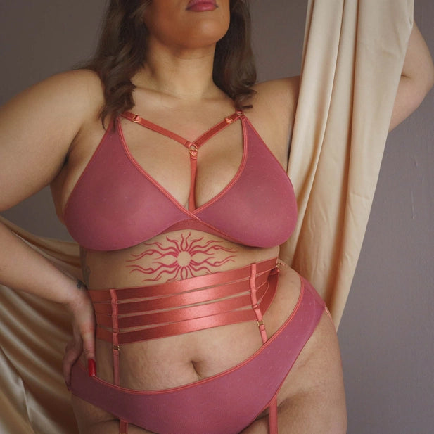 Hearts Of Venus Copper Rose Strappy Bralette By Uye Surana - XS-5X