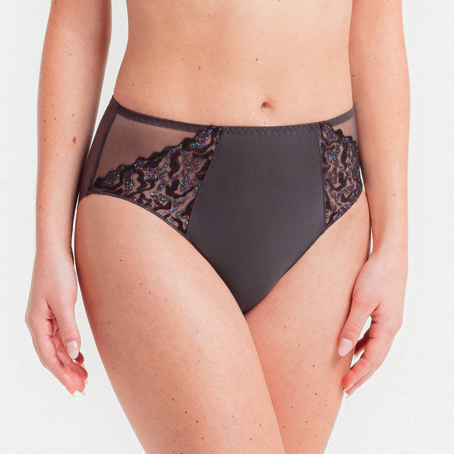 Electric Waves High-waisted Brief in Smoke By Louisa Bracq - S-3XL