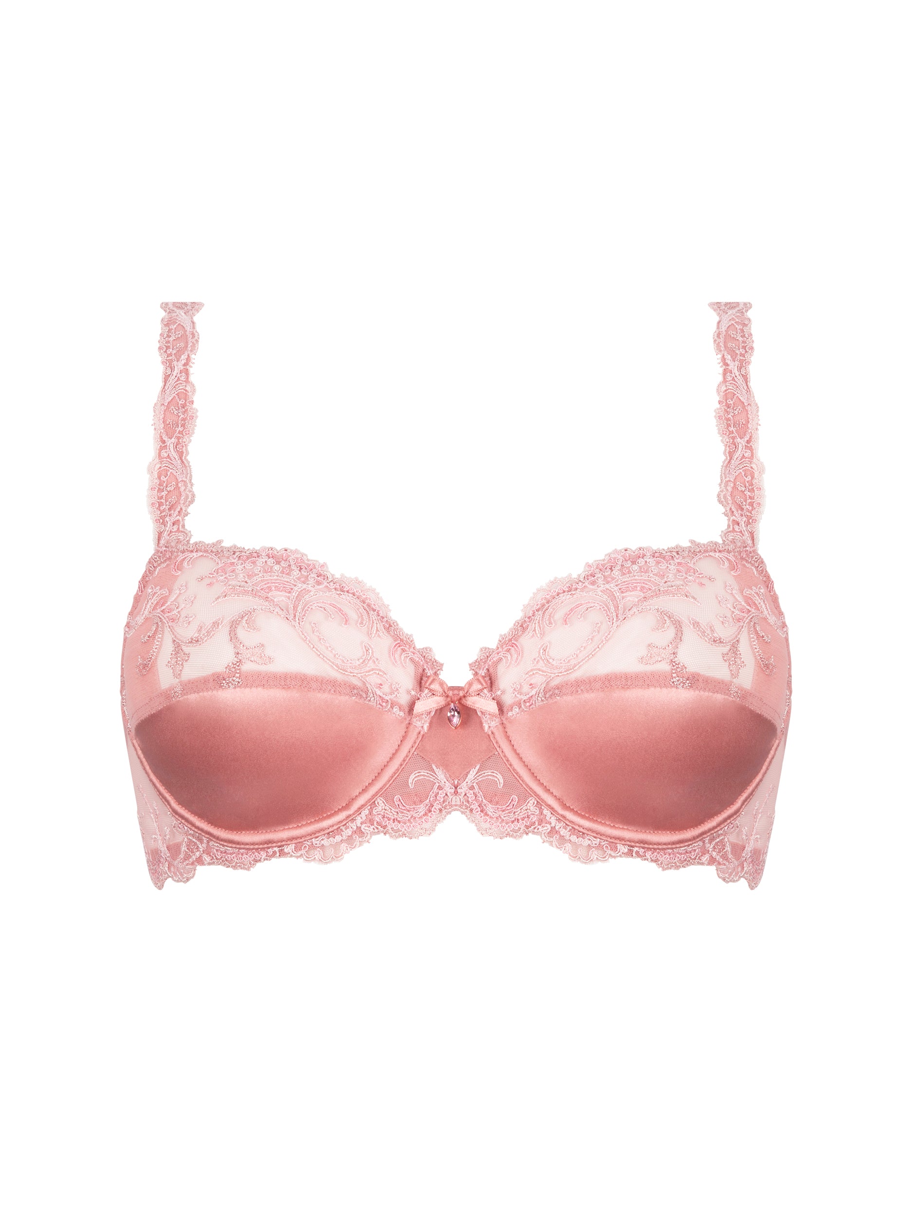 New Look satin push up bra in pink