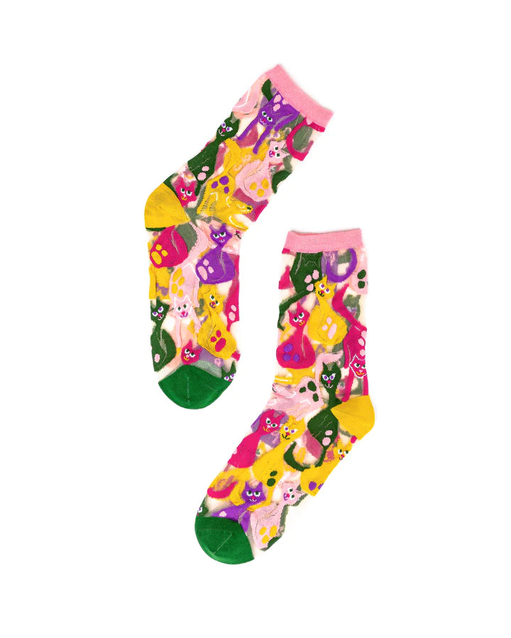 Dopamine Cats Sheer Sock By Sock Candy