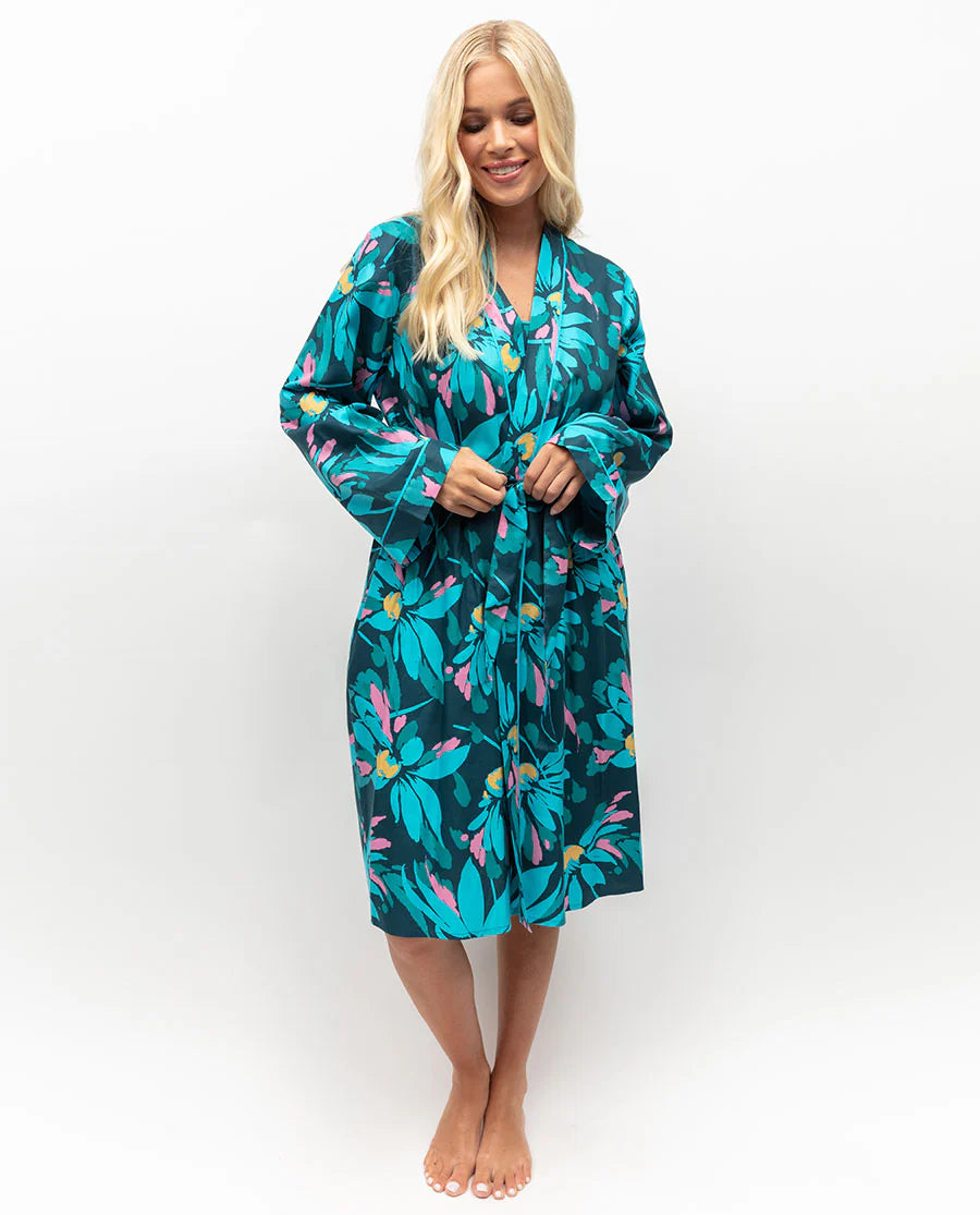 Cove Floral Print Short Dressing Gown By Cyberjammies - XS-XXXL