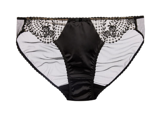 Julie's Roses Bikini Brief In Black By Dita Von Teese - sizes XS - XL