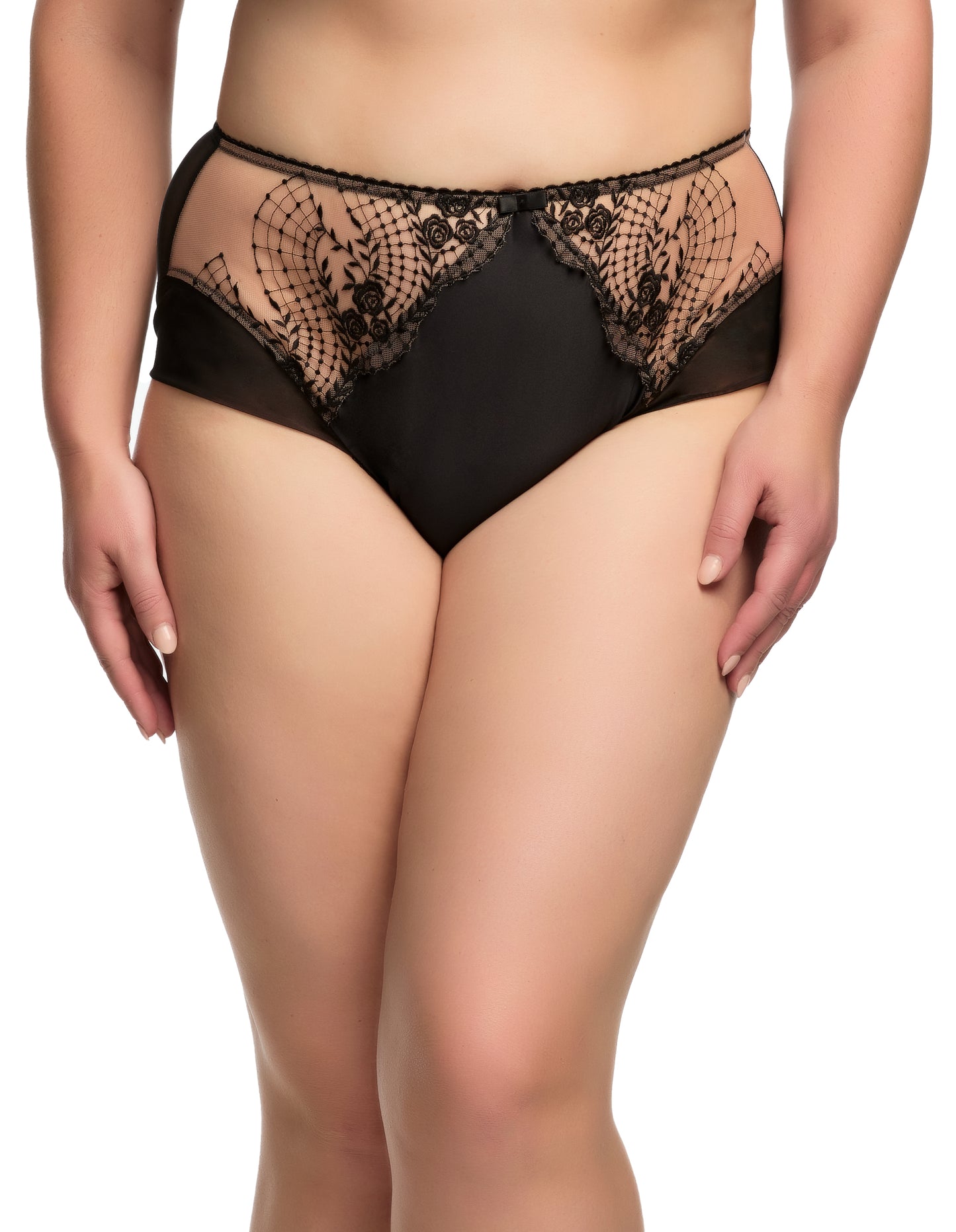 Julie's Roses Black High Waist Brief By Dita Von Teese - sizes M & L