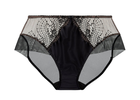 Julie's Roses Black High Waist Brief By Dita Von Teese - sizes M & L