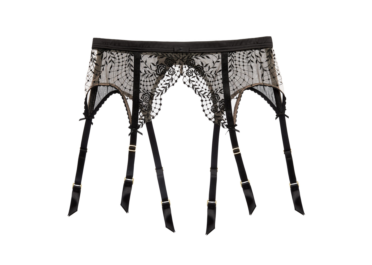 Julie's Roses Six Strap Suspender Belt in Black By Dita Von Teese - sizes M - 4Xii