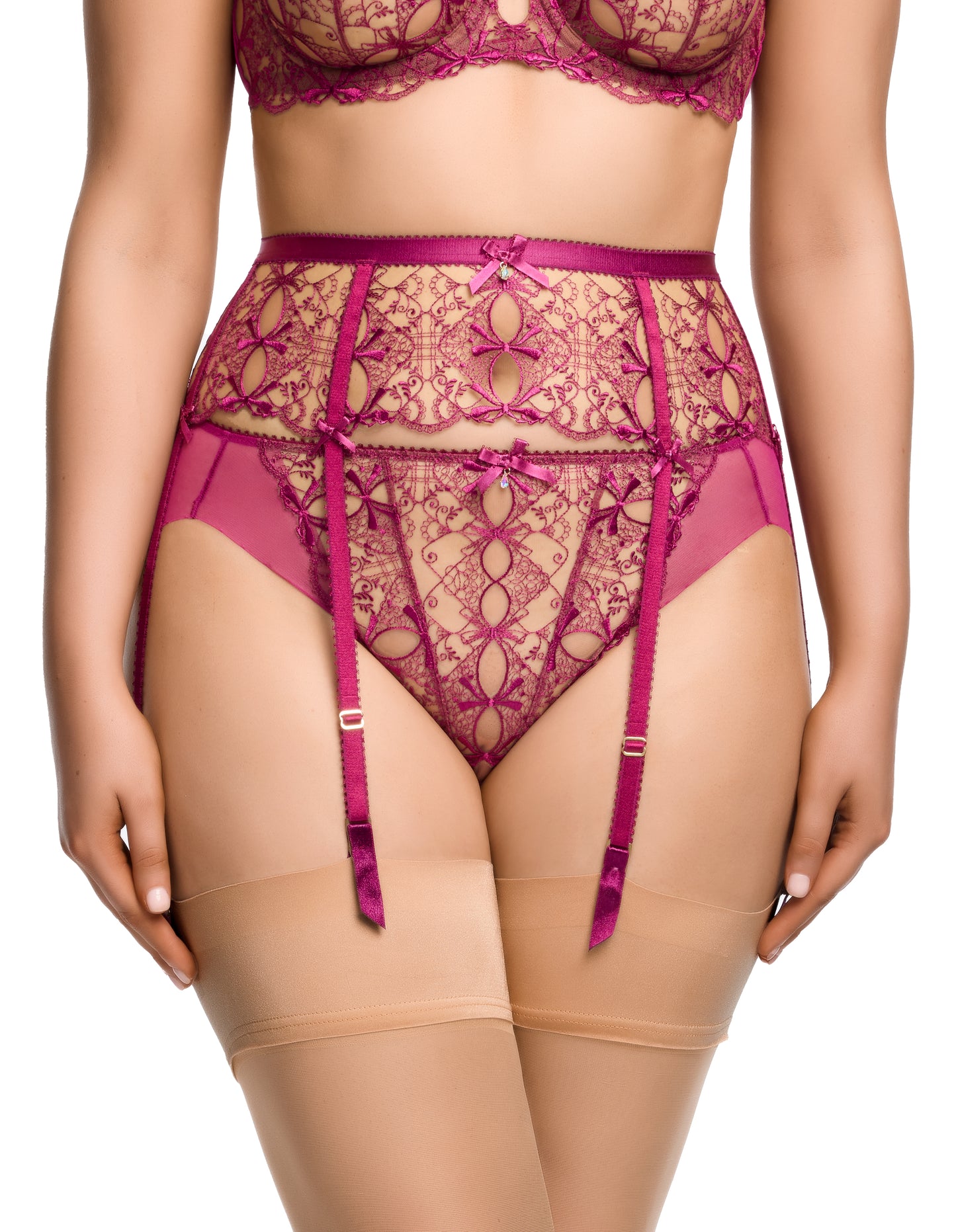 Harlow Six Strap Suspender Belt in Pinot Noir By Dita Von Teese Lingerie - XS-XL