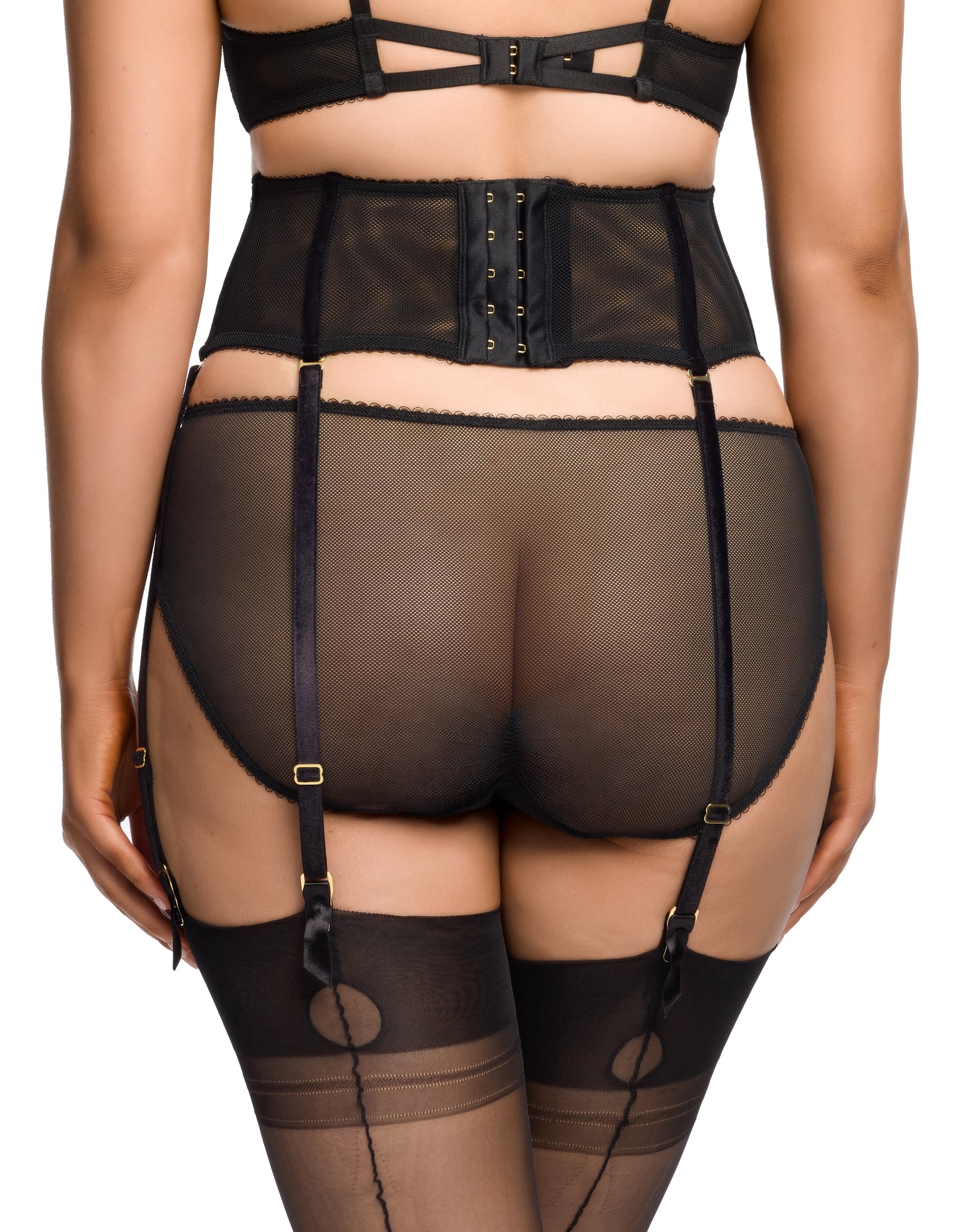 Velveteese Lace Waspie Waist Cincher Six Strap Suspender Belt By Dita Von Teese Lingerie - XS - XL