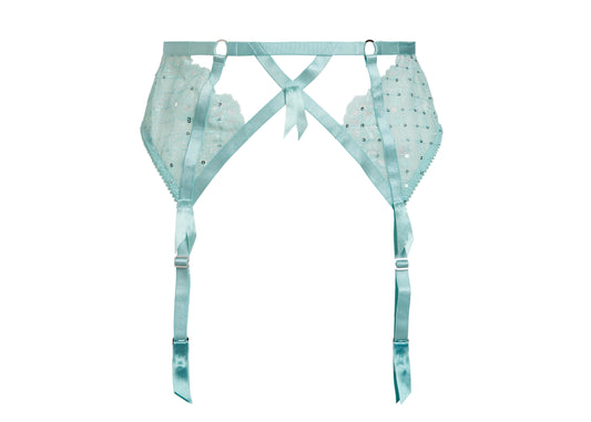 Madame X Suspender/Garter Belt in Powder Blue By Dita Von Teese Lingerie - XS-2X