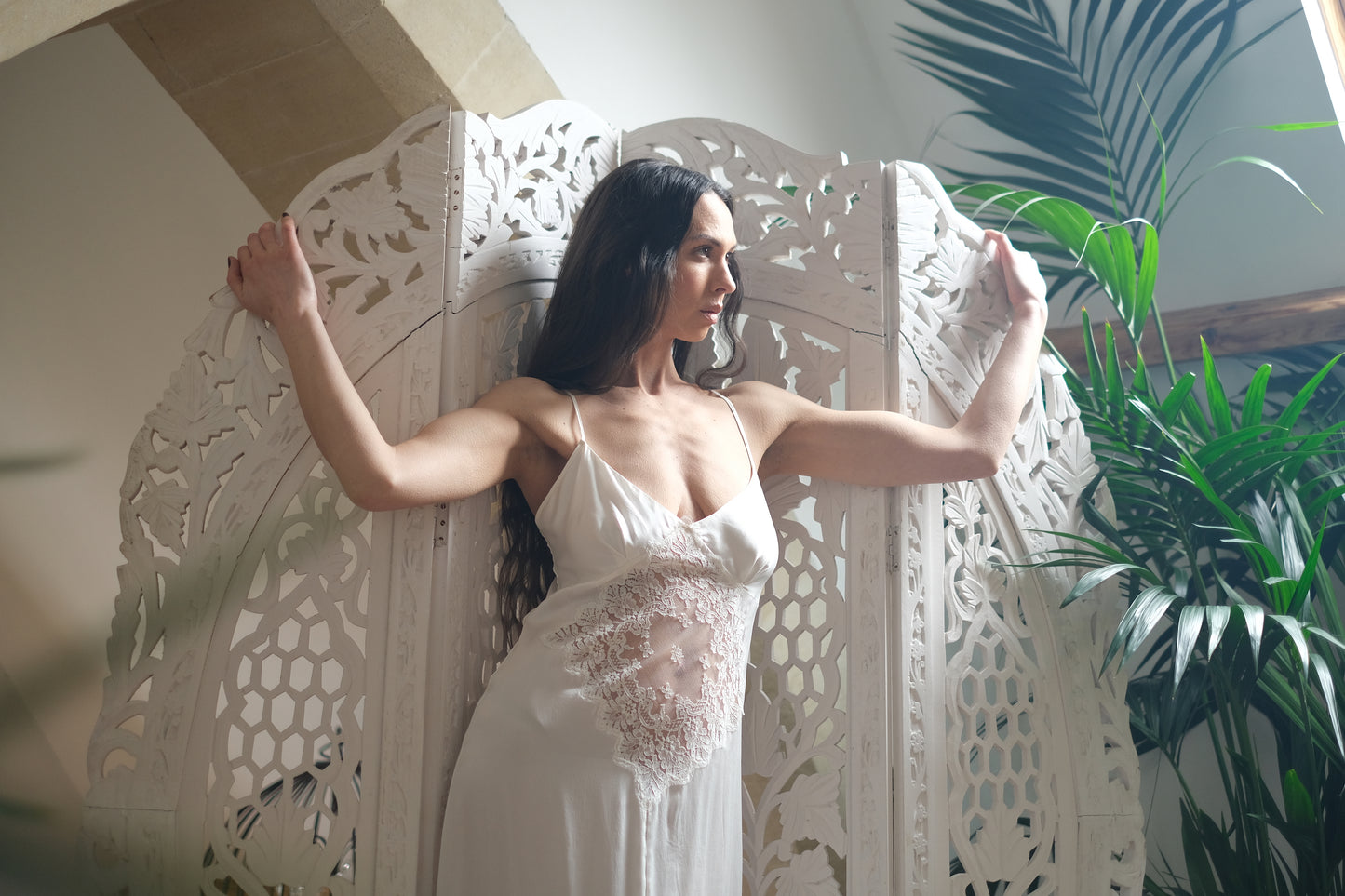 Alice Sandwashed Silk Long Slip Gown in Ivory By Shell Belle Couture - XS-XL