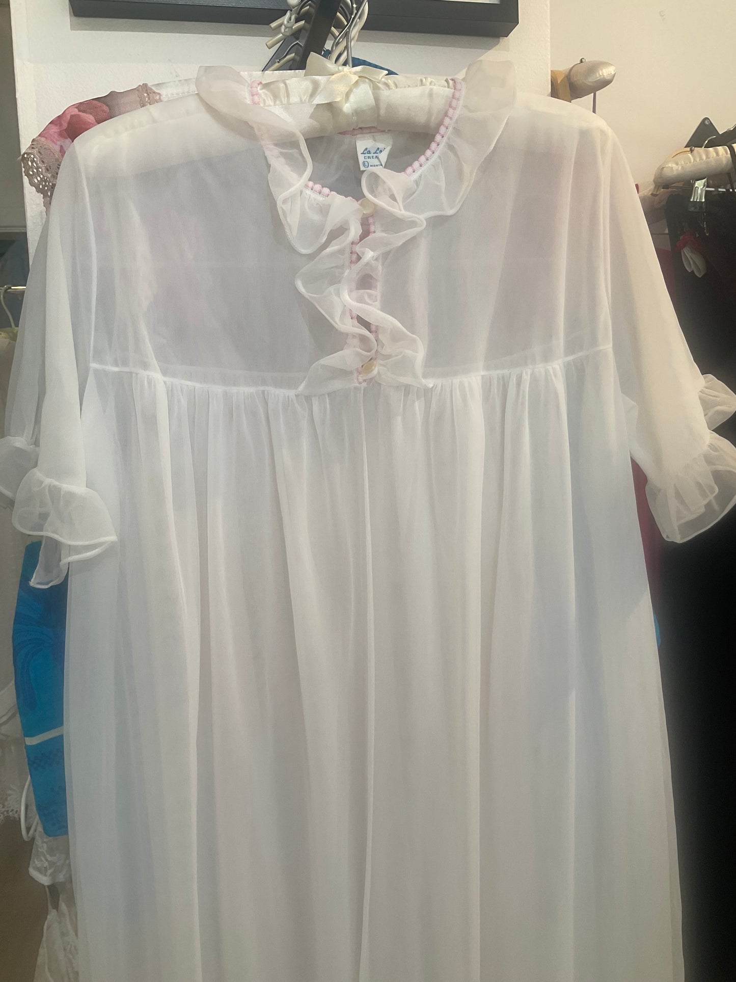 #162 White Peignoir Robe by La Loire- L+