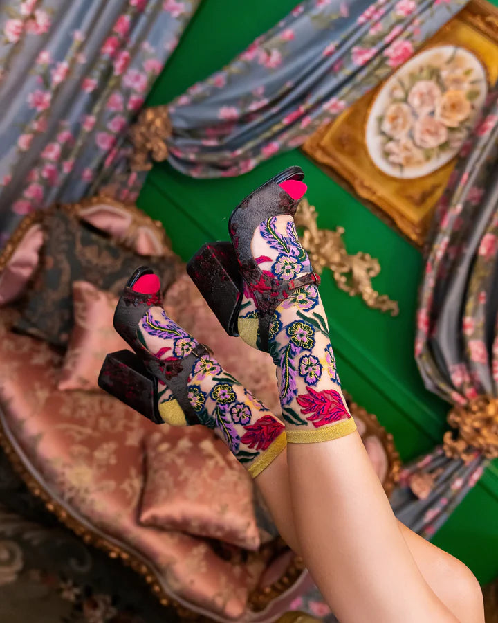 Festive Floral Sheer Sock By Sock Candy