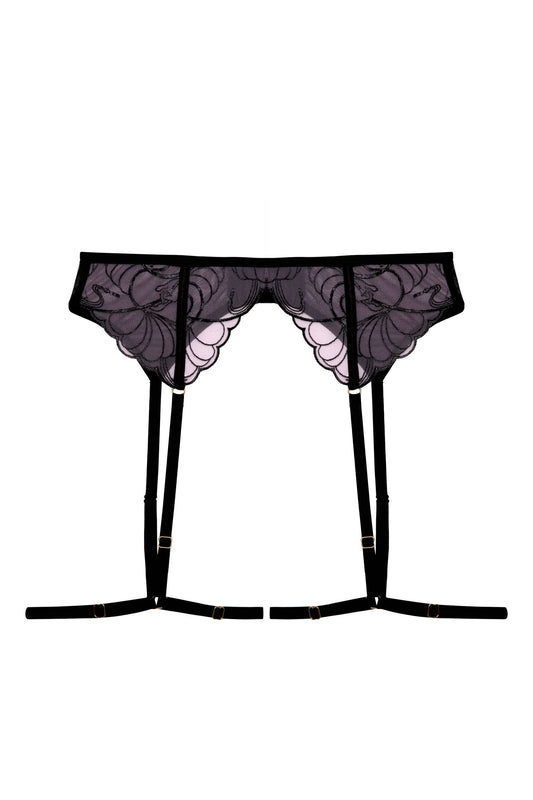 Jessie Pink & Black Whip Embroidery Harness Suspender By Playful Promises - sizes 4-20