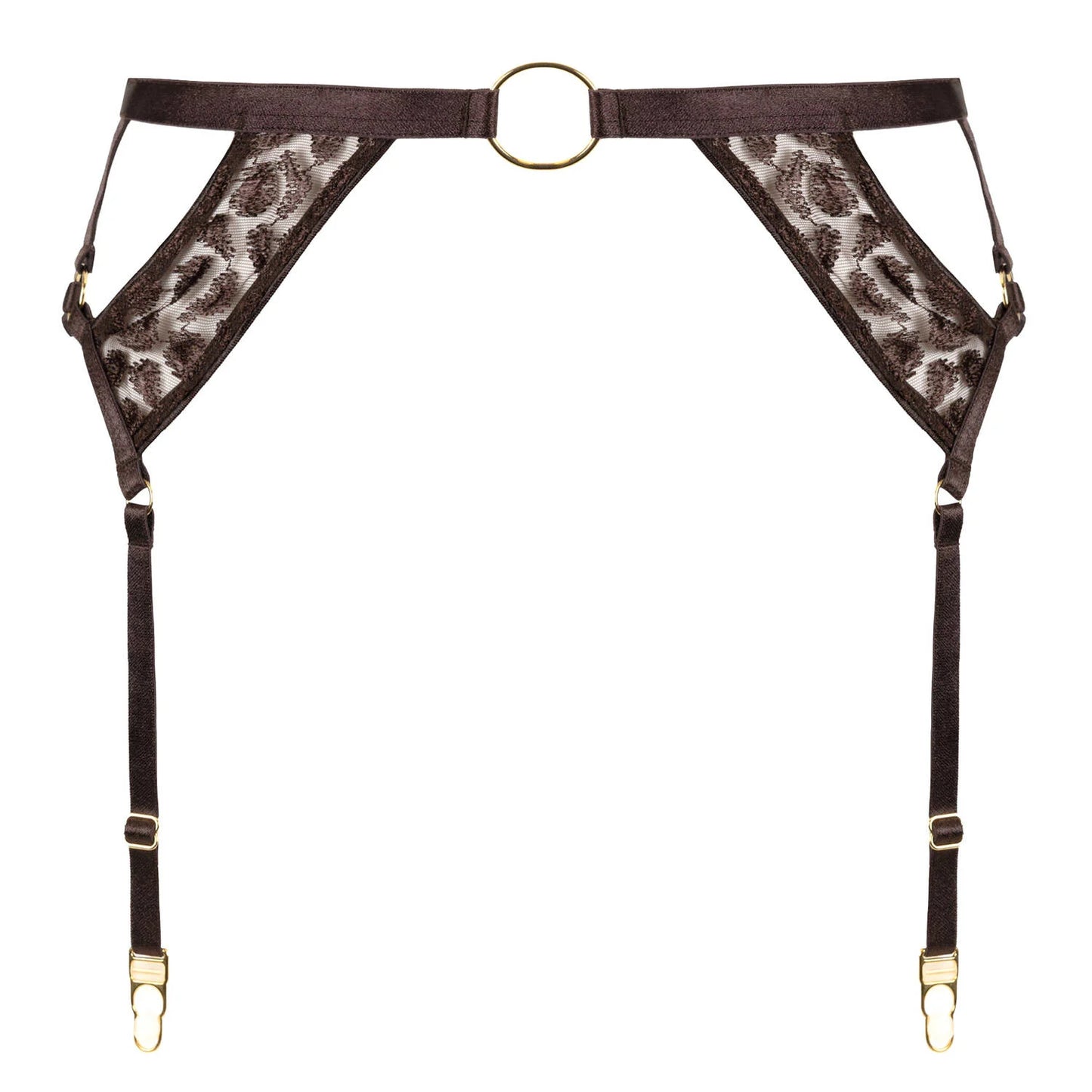 Crazy In Love Suspender Belt in Satin Brown By Aubade - XS-L