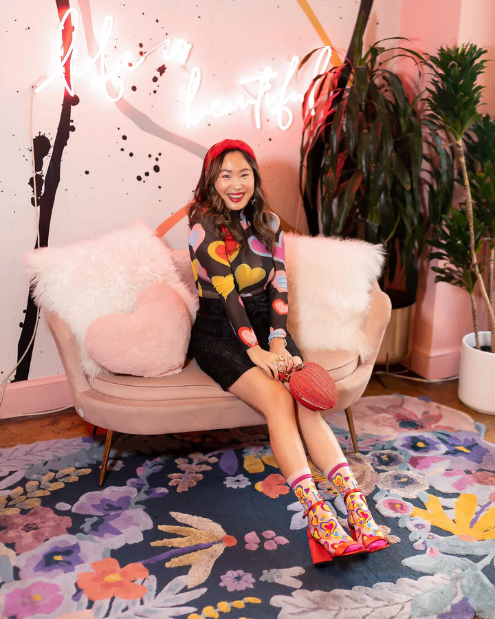 Y2K Hearts Ruffle Sheer Sock By Sock Candy