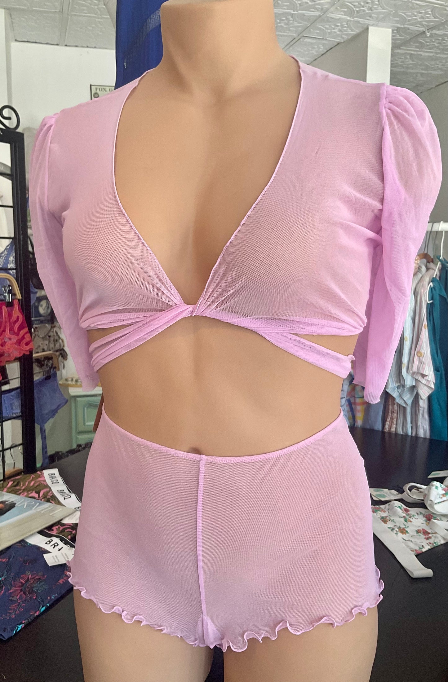 Jillian Wrap Top in Pink Moon Tulle By Only Hearts - XS-XL