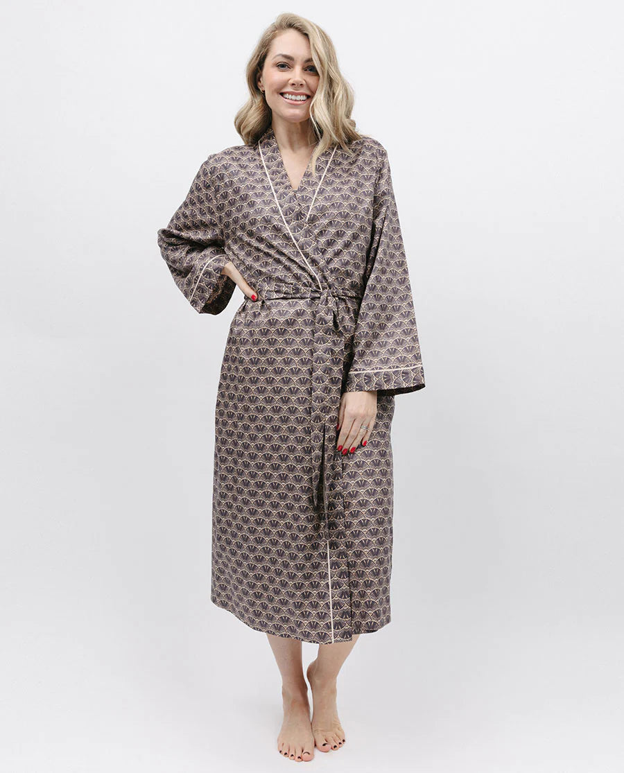 Lana Deco Print Long Dressing Gown By Cyberjammies - M-XXXL