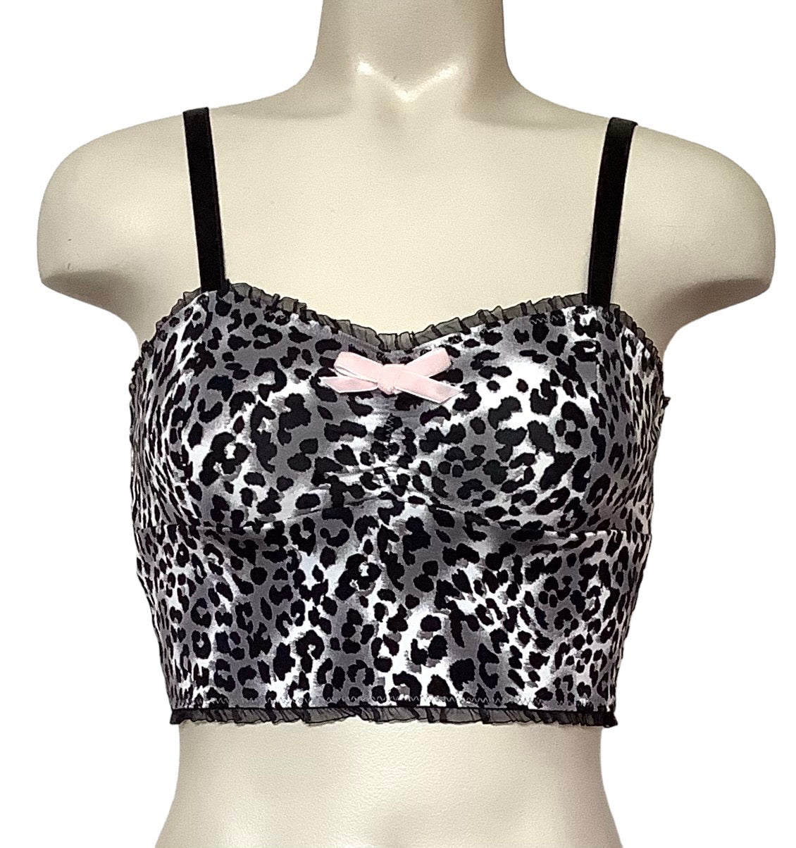 IV for Gigi : Lana Snow Leopard Print Bamboo Longline Bralette - S-2X