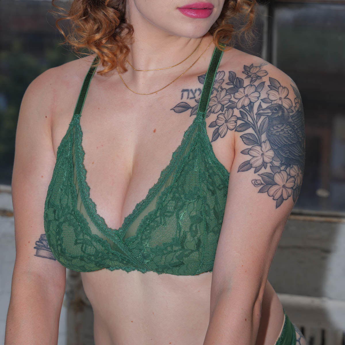 Lacey Racerback Bralette in Forest By Uye Surana - Easy fit sizes L-3X