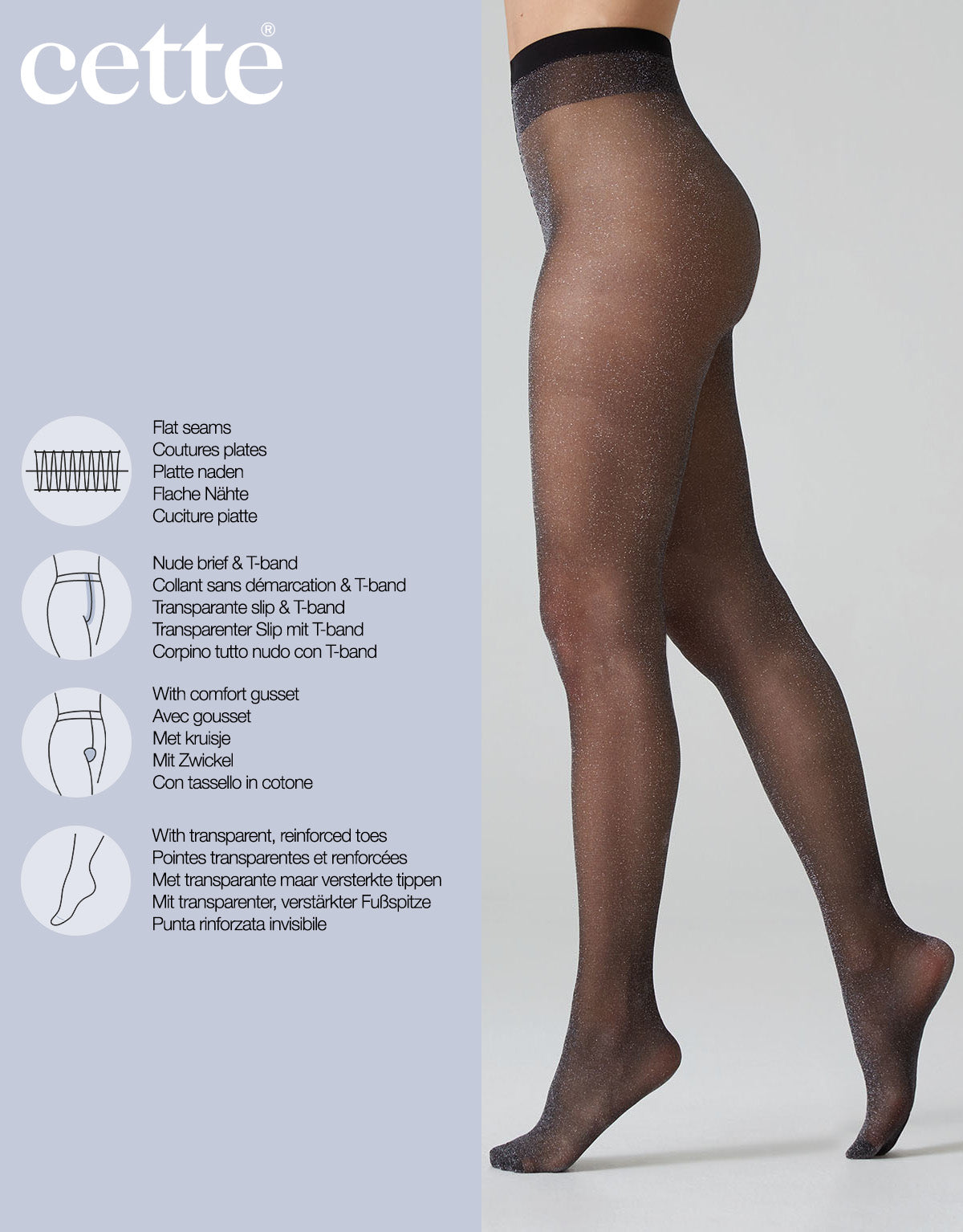 Hollywood Sparkling Lurex Tights in Silver or Gold on Black - S-4X