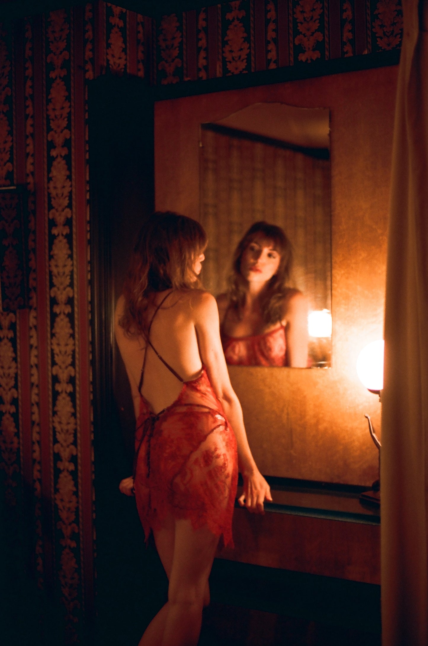 Florentine Fine French Lace Chemise & Brief Set in Raspberry By Shell Belle Couture - S-XL