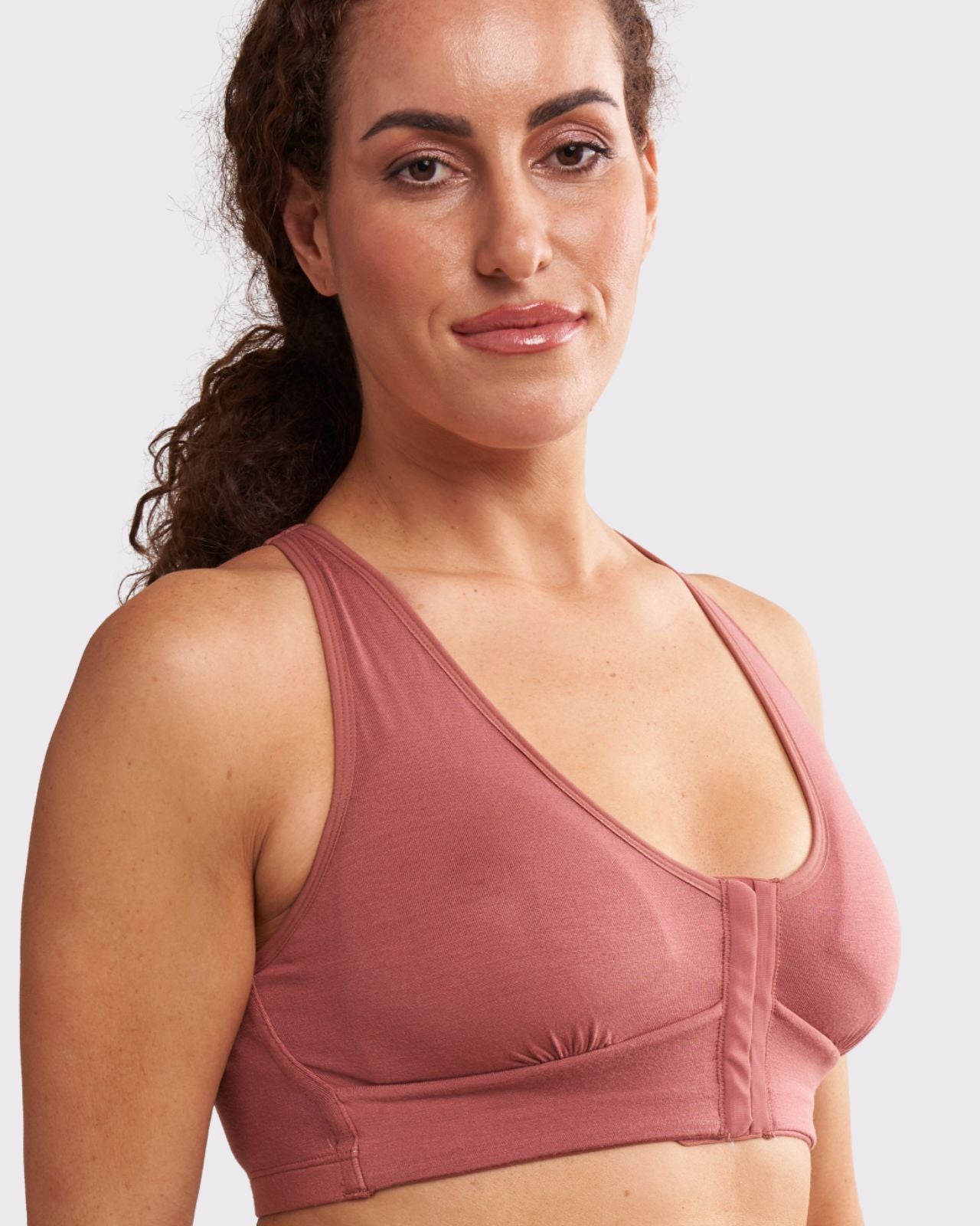 Rora Pocketed Front Closure Bra Bra in Dusty Rose By AnaOno - XS & S