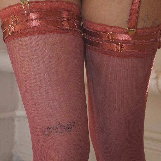 Hearts Of Venus Copper Rose Strappy Leg Garters By Uye Surana - XS-4X